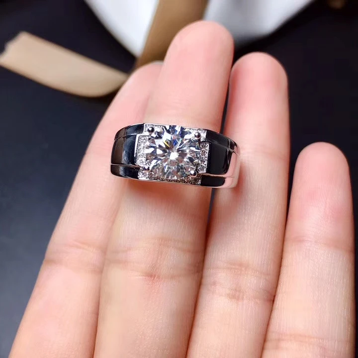 Imagem -06 - Anel Moissanite Espumante para Homens Prata 925 Real Gema do Tamanho Brilhante Melhor Que Diamante Poder Forte Presente de Aniversário 8x8 mm Novo