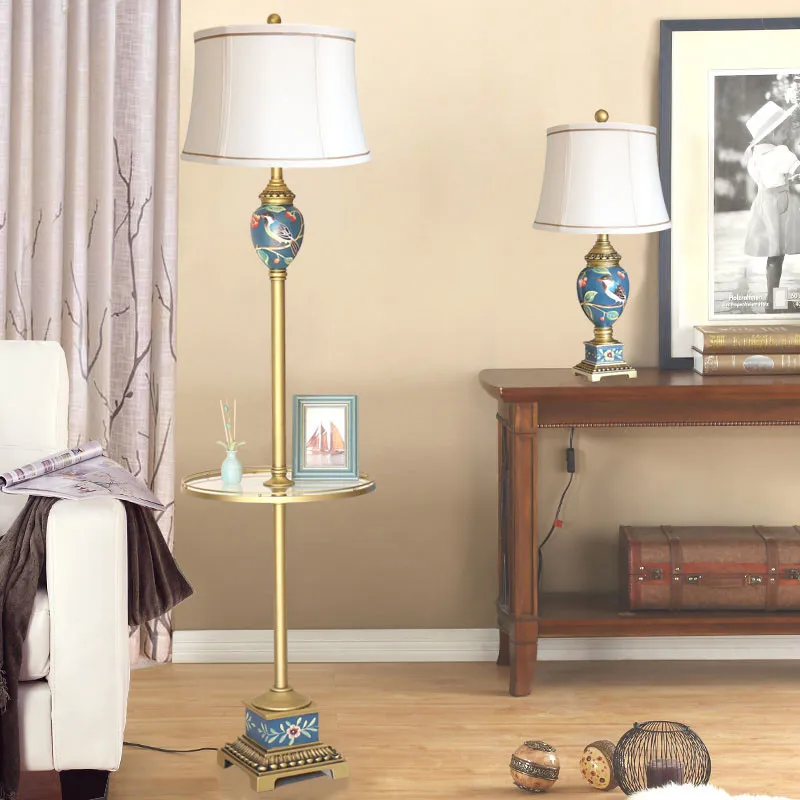 European Classical Mediterranean Sea Blue Led Floor Lamp Foyer Sofa Corner Reading Night Light H 160/165cm D20