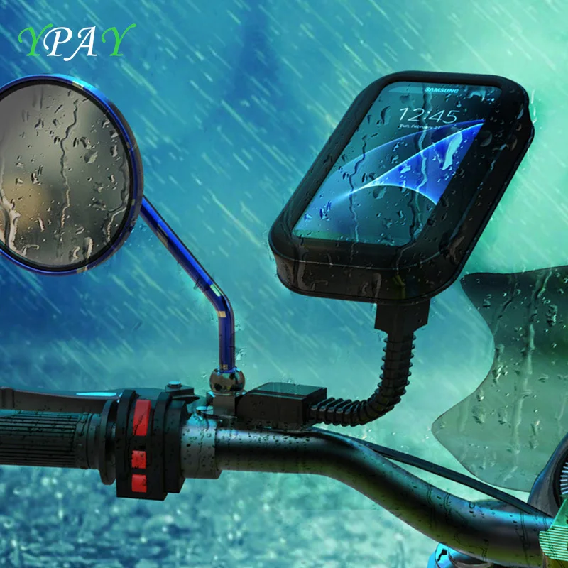 Waterproof Motorcycle Bicycle Phone Bag Holder Stand Mobile Phone Handlebar Rearview Mount support Stand For iPhone XS 8PLUS
