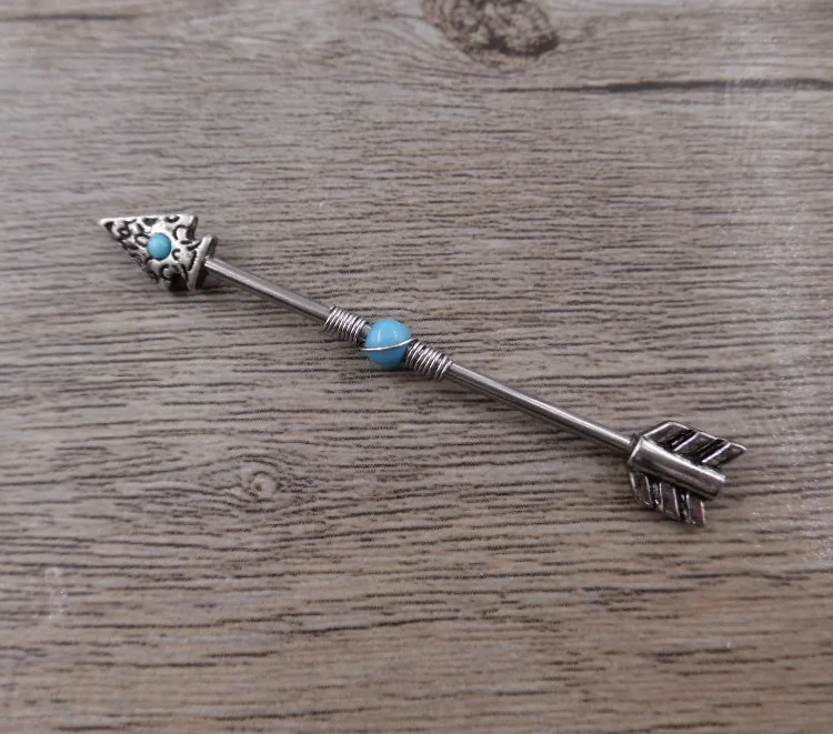1Pc 14G Surgical Steell Arrow Industrial Barbell Bar Helix Ear Piercing  Ear Ring Body Piercing Jewellery