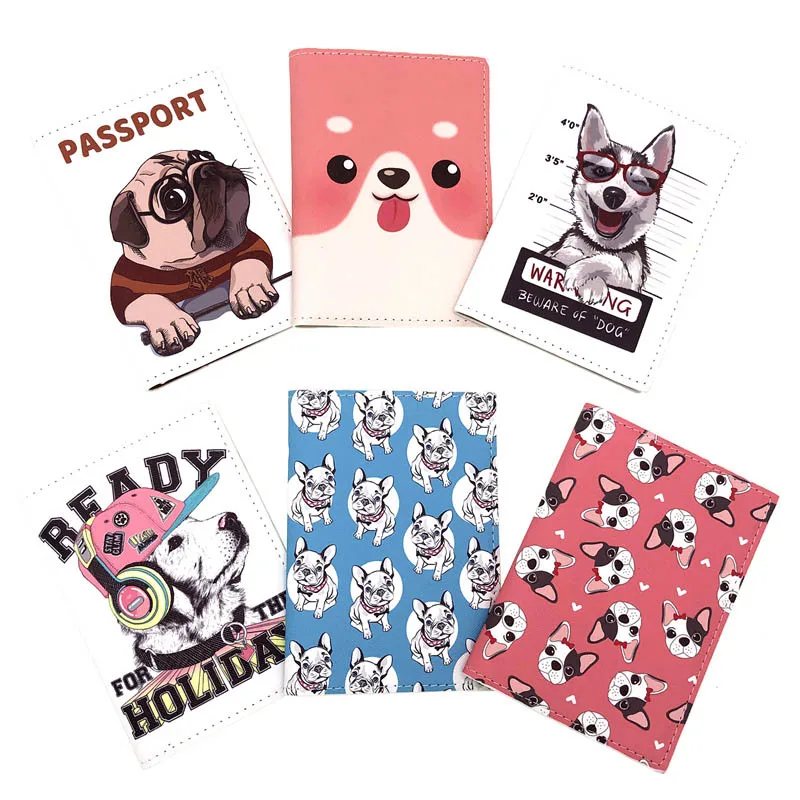 New Cute Bulldog PU Travel Passport Case ID Card Cover Passport Holder Protector Organizer Super Quality Women Men Card Holder