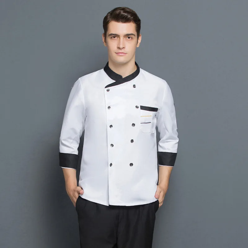 Men Breathable Long Sleeve Resturant Chef Jacket Women Hotal Kitchen Staff Overalls Cafe Unisex Cook Coat Coffee Shop Work Cloth