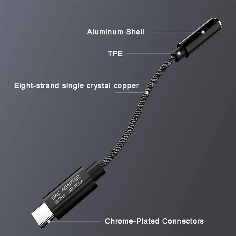 Realtek ALC5686 USB Type-C إلى 3.5 مللي متر DAC مضخم ضوت سماعات الأذن 16-32Ω 125dB PCM 32b/384 كيلو هرتز فك ترميز رقمي مرحبا فاي AUX محول الصوت
