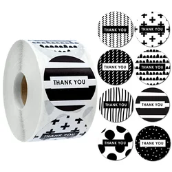 50-500pcs simple black and white thank you sticker gift seal sticker 1 inch baking packaging decoration sticker