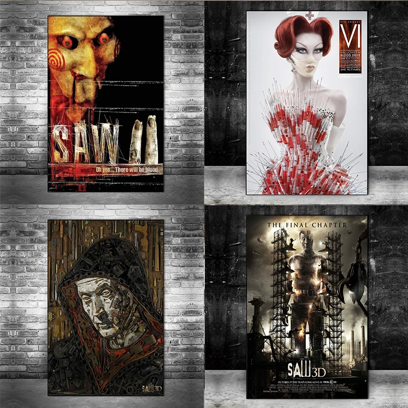 

Horror Saw Movie Comics Bar Cafe Wall Art Painting Print On Canvas Poster Pictures Home Decor canvas painting A723