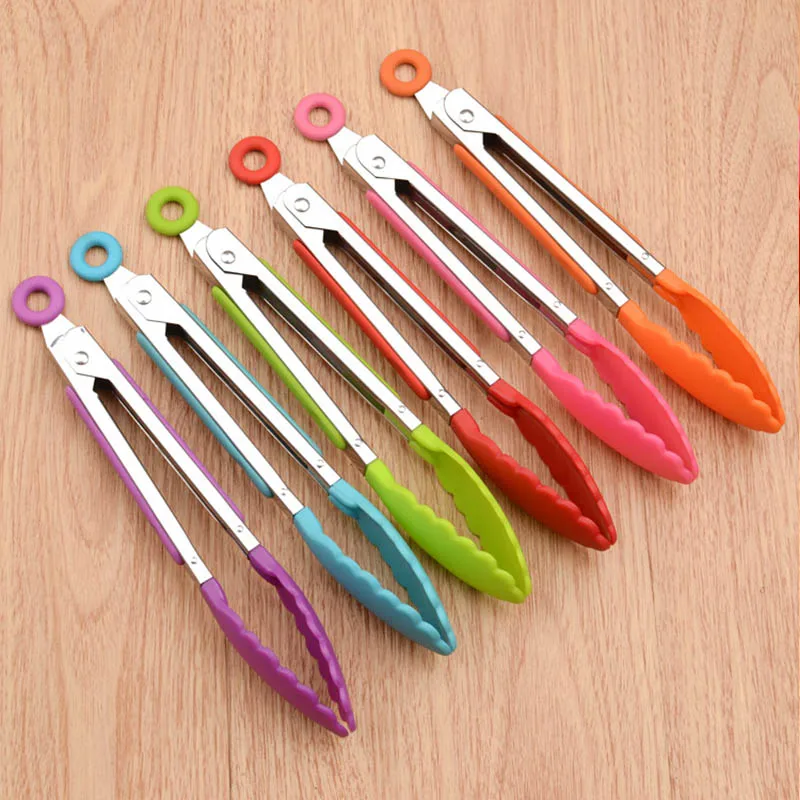 Stainless Steel Handle  Cooking Tools Kitchen Gadgets Silicone 8 Inch 1 PC Food Clip Food Grade BBQ Tongs