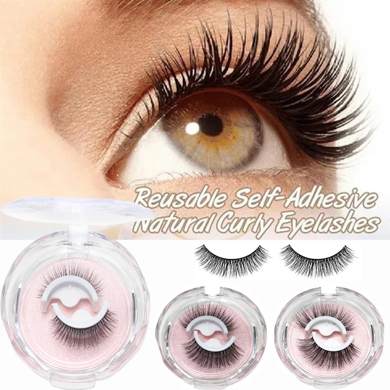 Wiederverwendbare Selbst-Adhesive Kleber-Freies Wimpern Kleber Streifen Falsche Wimpern Natürliche Mehrere Reversible Kein Kleber Wimpern Make-Up werkzeuge