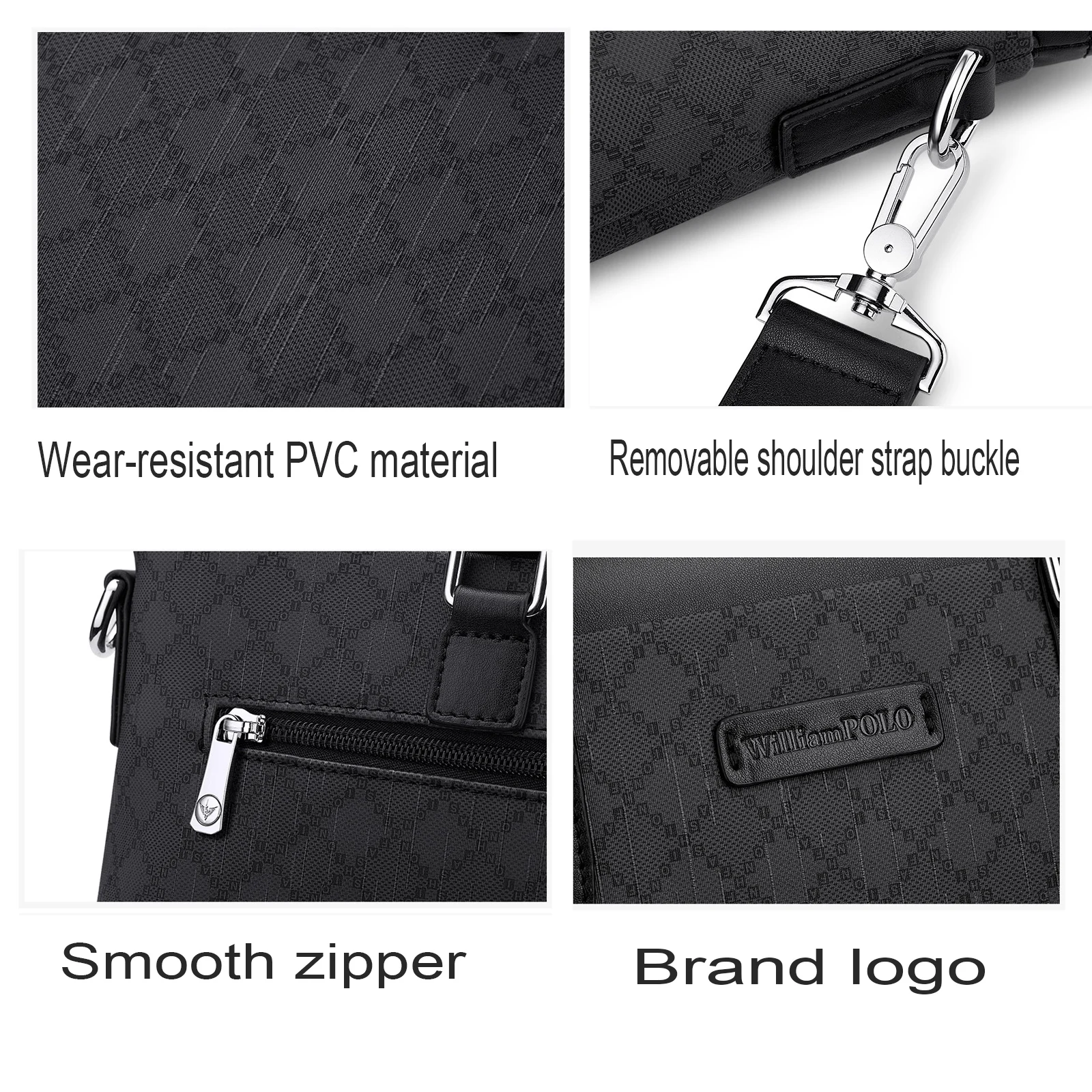 Men\'s Bag Business Casual Briefcase Leather PVC Male Shoulder Cross body Bag Laptop Travel Bag Grey