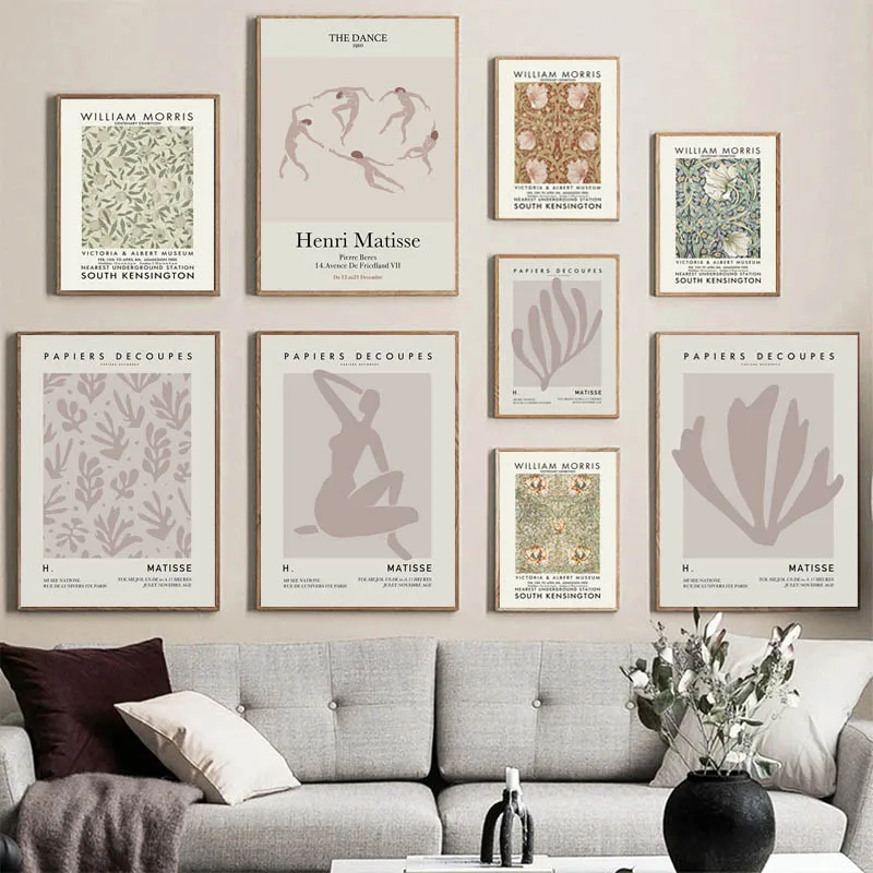 

Abstract William Morris Flower Leaf Bird Wall Art Canvas Painting Nordic Posters and Prints Wall Pictures for Living Room Decor