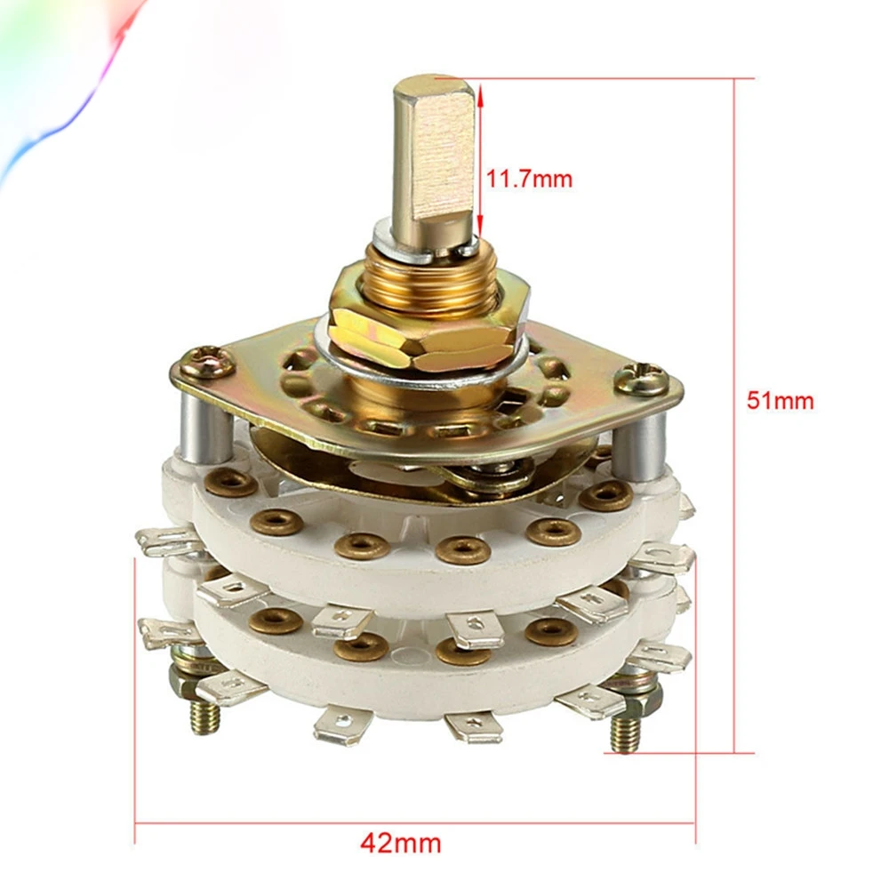 2P8T 2 Pole 8 Position 2 Deck Band Channel Rotary Switch Selector with Knob