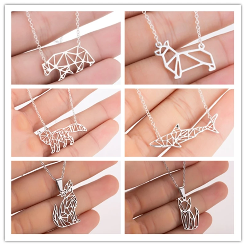 Stainless Steel Polar Bear Wolf fox Rabbit Necklace Men and Women Cat Fish Camping Outdoor Travel Necklace Jewelry Pendant 2021