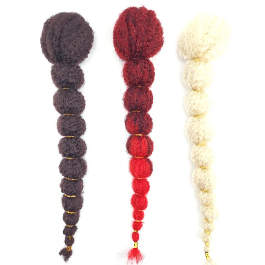 Afro Puff Curly Hairpiece Ponytail Hair Extension Synthetic Marley Braids False Pigtail for Black Women Drawstring Chignon Tail