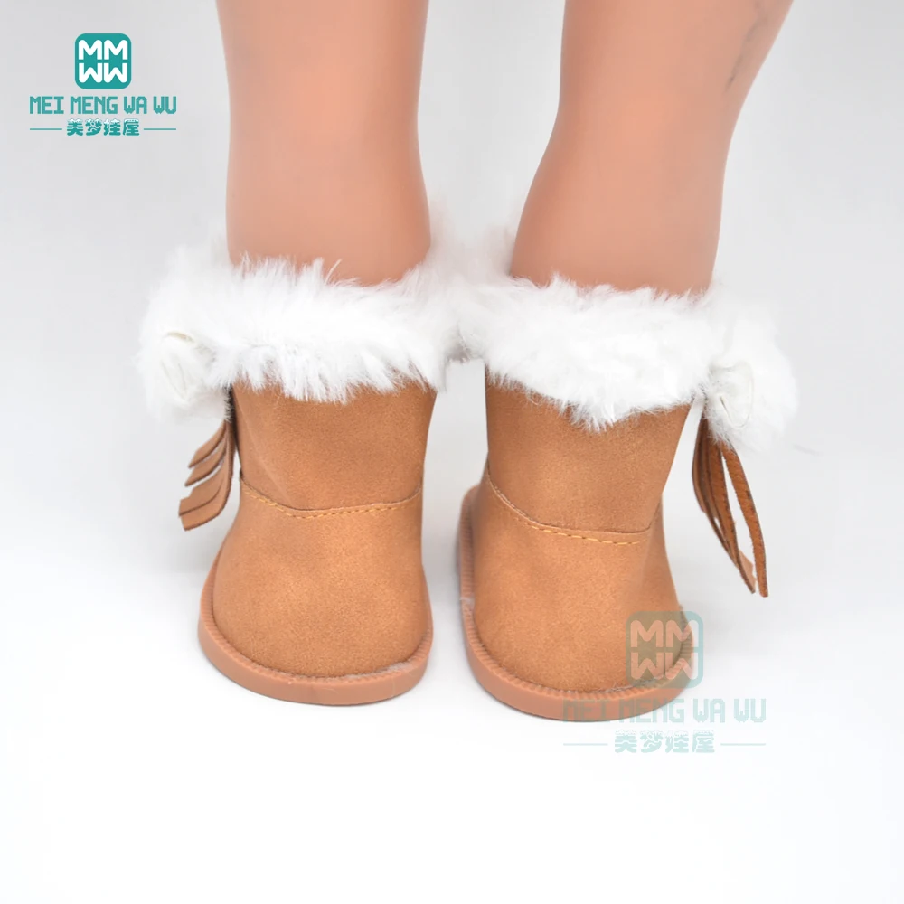 7.5cm White leather boots for 43cm new born dolls accessories and American dolls Accessories mini shoes