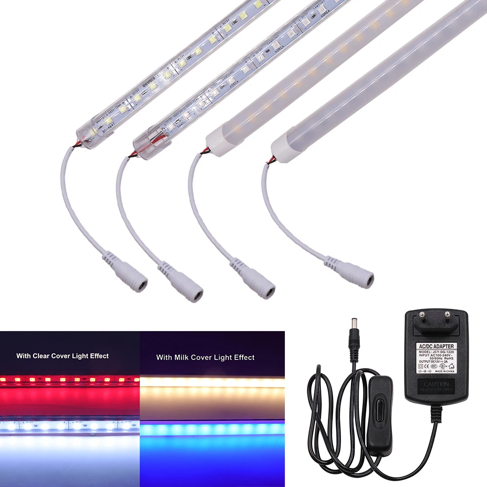 Led Girid Strip DC12V SMD5054 High Brightness Under Cabinet Lamp 50CM Aluminum Bar Lights EU AU US UK Power Plug With Switch