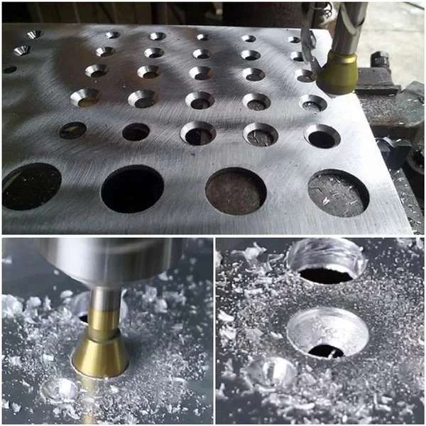 Citop 4pcs/set 90 Degrees Bit Set Drill Bits Tapper Hole Cutter Hand Tools Countersink and Debarring Tool Set Chamfer Set