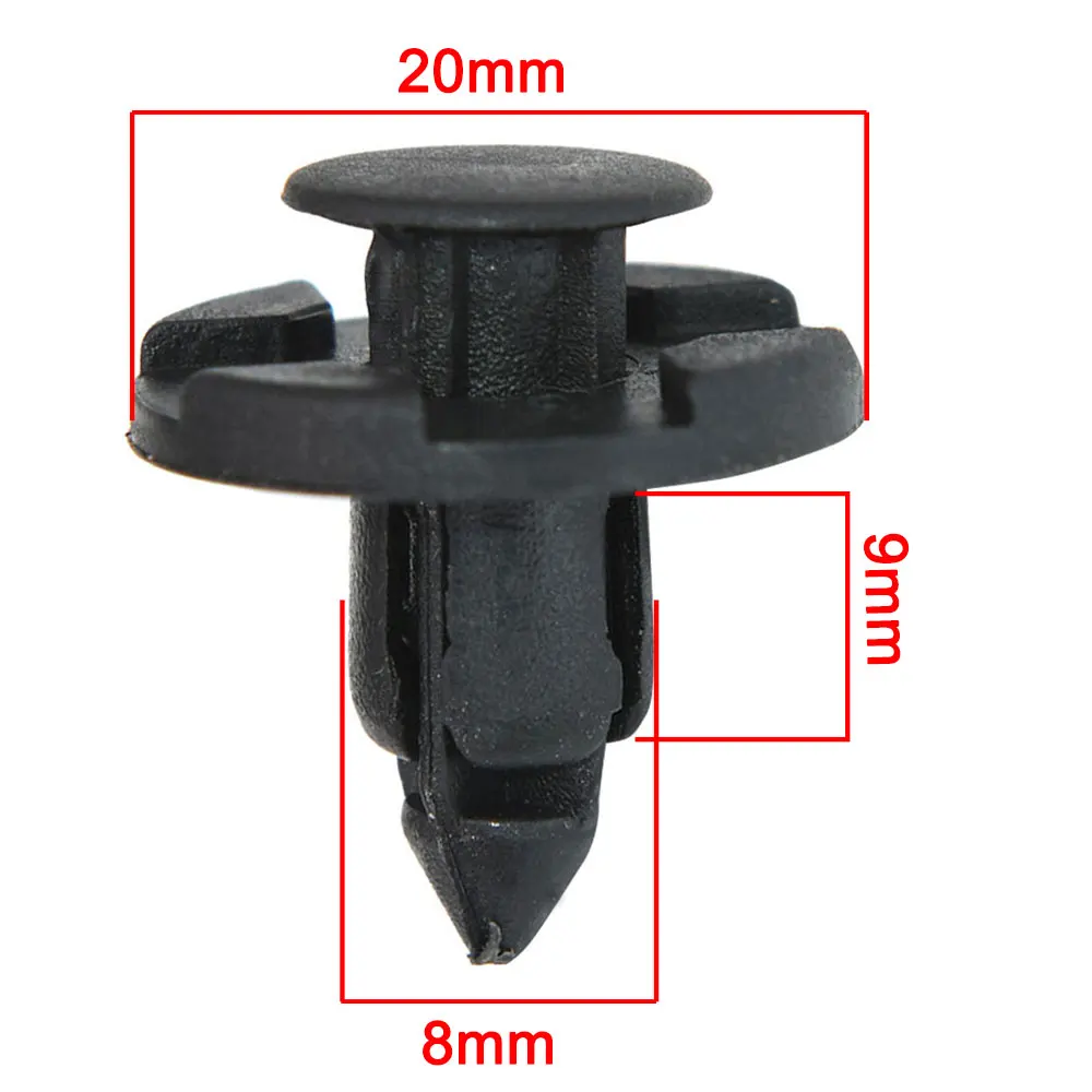 8mm Hole Door Rivet Plastic Clip 10/50pcs Fasteners Black Cars Lined Cover Barbs Rivet Auto Fasteners Retainer Push Pin Clips