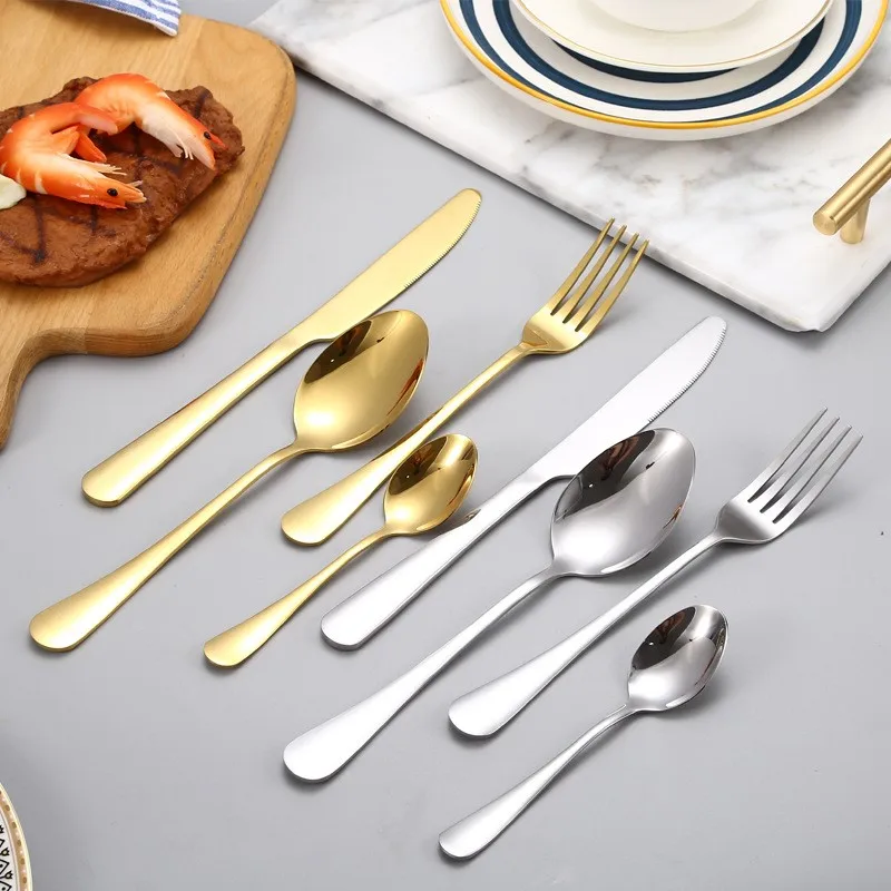 24 stücke Edelstahl Besteck Besteck Goldene Cultery Geschirr Vintage Geschirr Set Messer Gabel Löffel Sets
