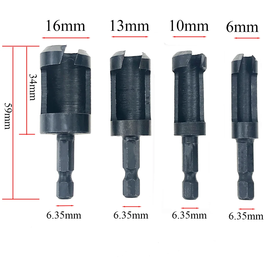4 sztuk/zestaw chwyt sześciokątny beczka wiertło korkowe wiertło do wtyczek wykończony otwór czop wiertła narzędzie do cięcia drewna