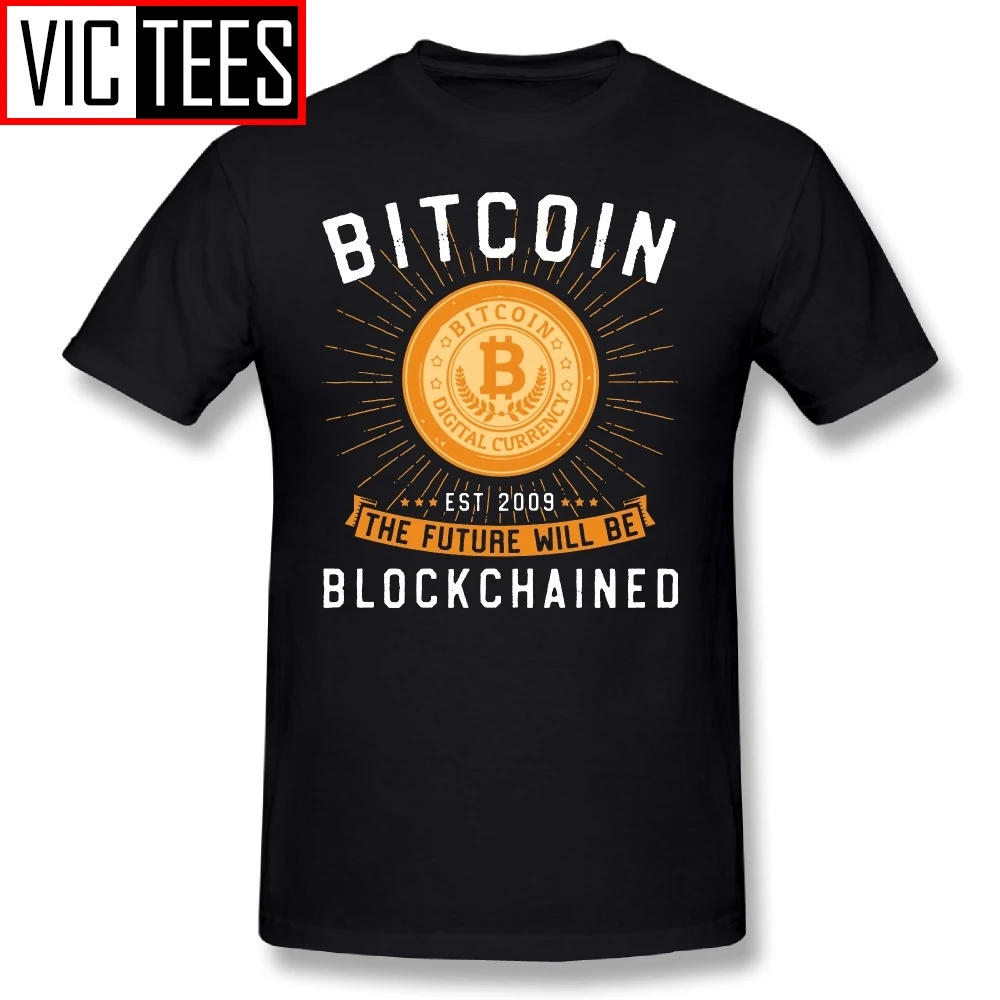 Men Tee Shirt Normal T Shirt Bitcoin The Future Will Be Blockchained 100% Cotton Fashionable Mens T-Shirt