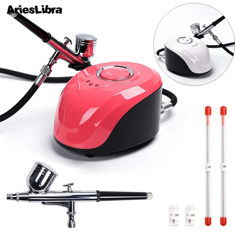 

Dual-Action Airbrush Compressor 0.2mm/0.3mm/0.4mm Set Spray Gun Adjustable Power Air brush for Nail Art Cake Decoration Makeup