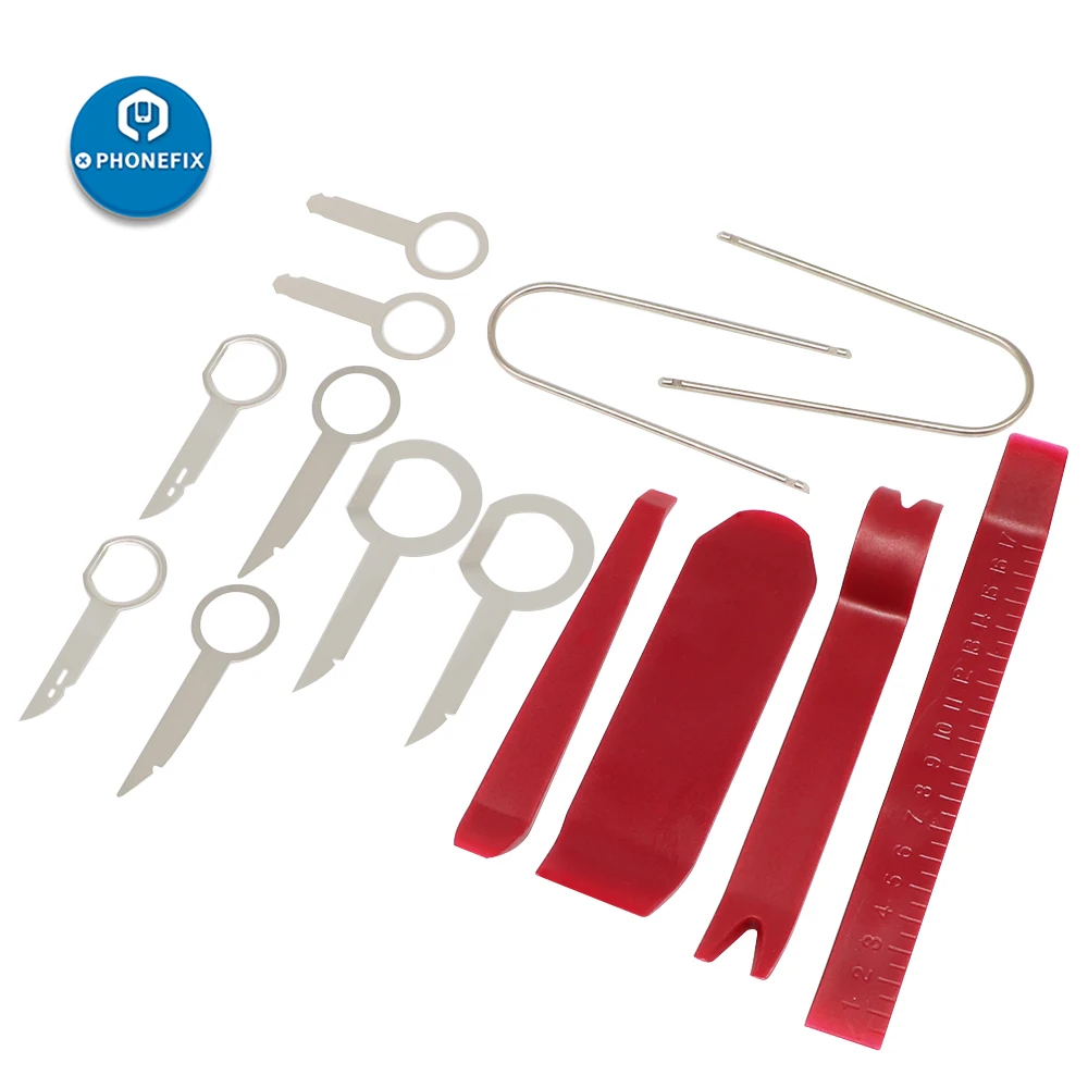 14Pcs Auto Radio Removal Pry Tool Kit Car Audio Remover Fastener Interior Door Clip Panel Trim Dash Stereo Disassembly Repair