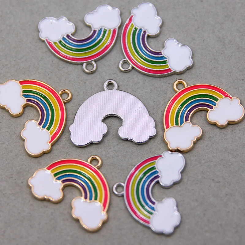6pcs 20*24*2mm  Rainbow Cloud Shape Alloy Enamel Pendants Charms for Jewelry Making DIY Bracelet Necklace diy accessories