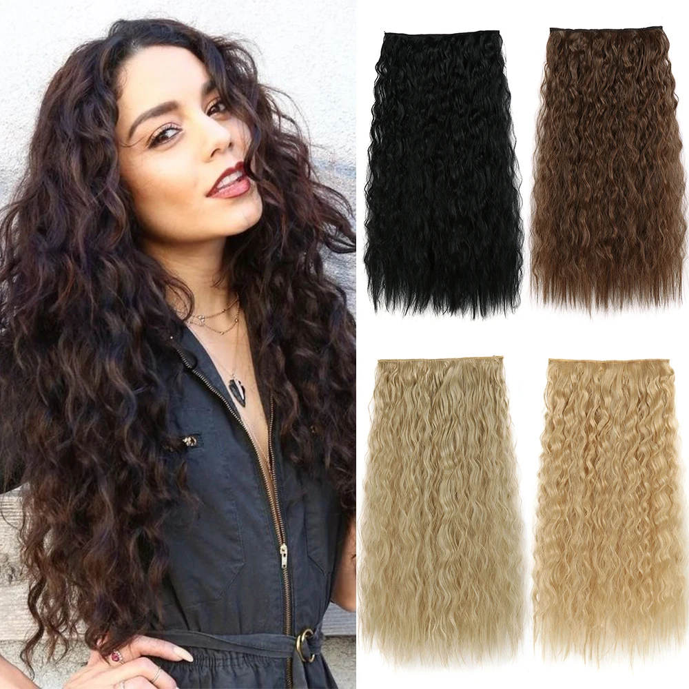 

AZIR Long Clips in Hair Extension Synthetic Natural Hair Water Wave Blonde Black Brown Red 22" For Women Hairpieces