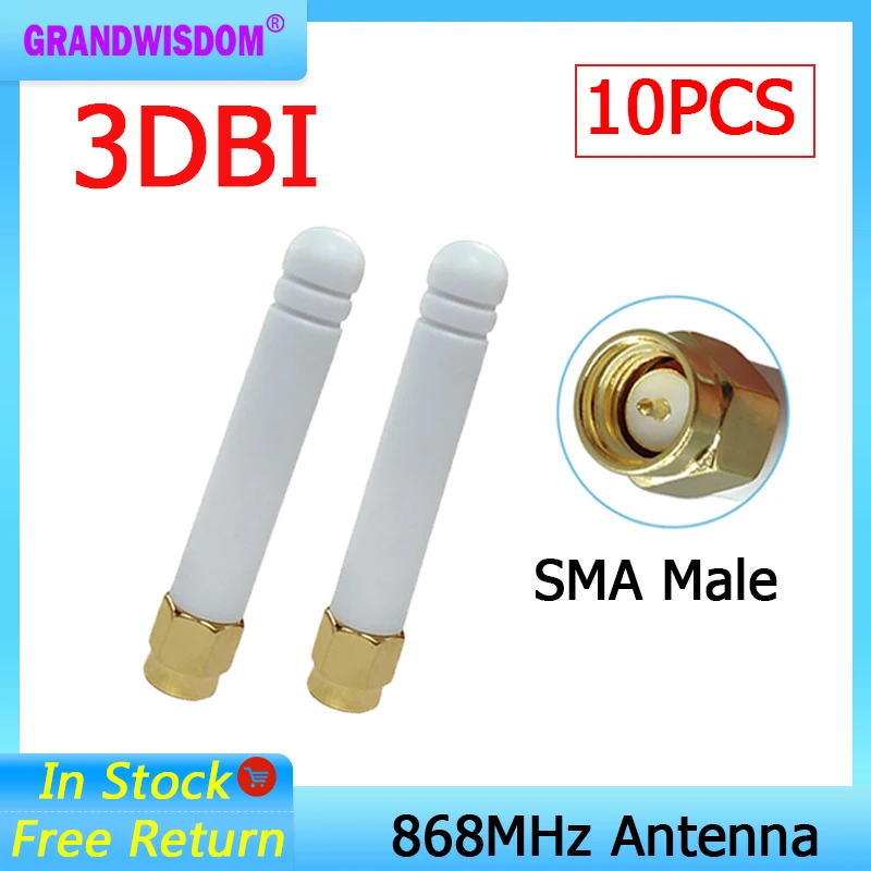 GWS 10pcs/Set 868mhz white 5CM Antenna 3dbi SMA male 915mhz lora antene for IOT module lorawan signal receiver antena