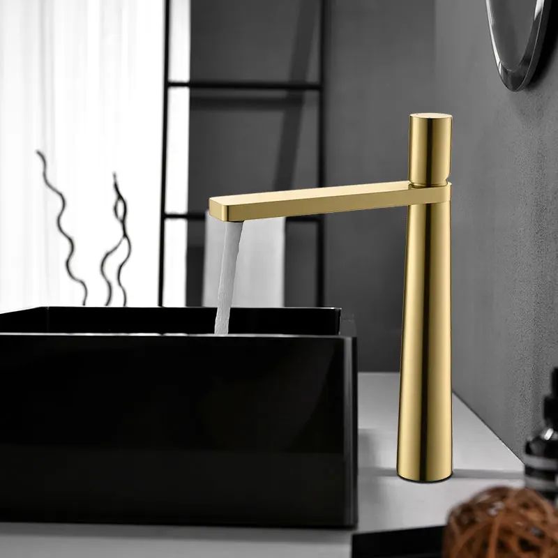 Tuqiu Brushed Gold Basin Faucet Brass Bathroom Faucet Mixer Tap Wash basin Faucet Rose Gold Hot and Cold Lavotory Faucet