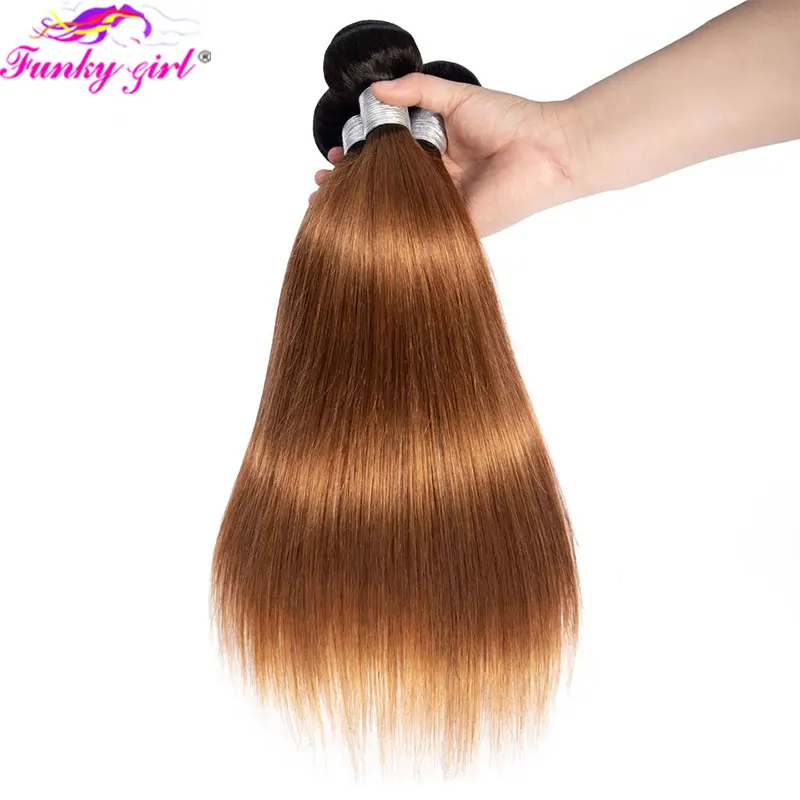 10A capelli brasiliani osso capelli lisci 1B/30 fasci di tessuto dei capelli umani due fasci di capelli tonati Ombre capelli lisci 3 pezzi estensioni