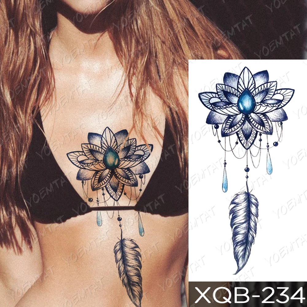 Tatuagem temporária à prova dwaterproof água adesivo azul rosa peônia flores flash tatuagens cruz rosário arte corporal braço manga falsa tatoo feminino