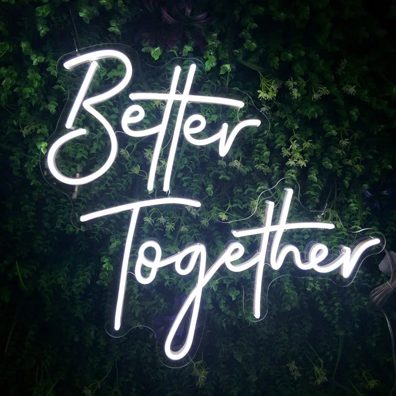 

OHANEONK Custom Acrylic Neon Sign 12V Led Light for Better Together Neon Sign for Home Room Decor Party Wedding Propose Marriage