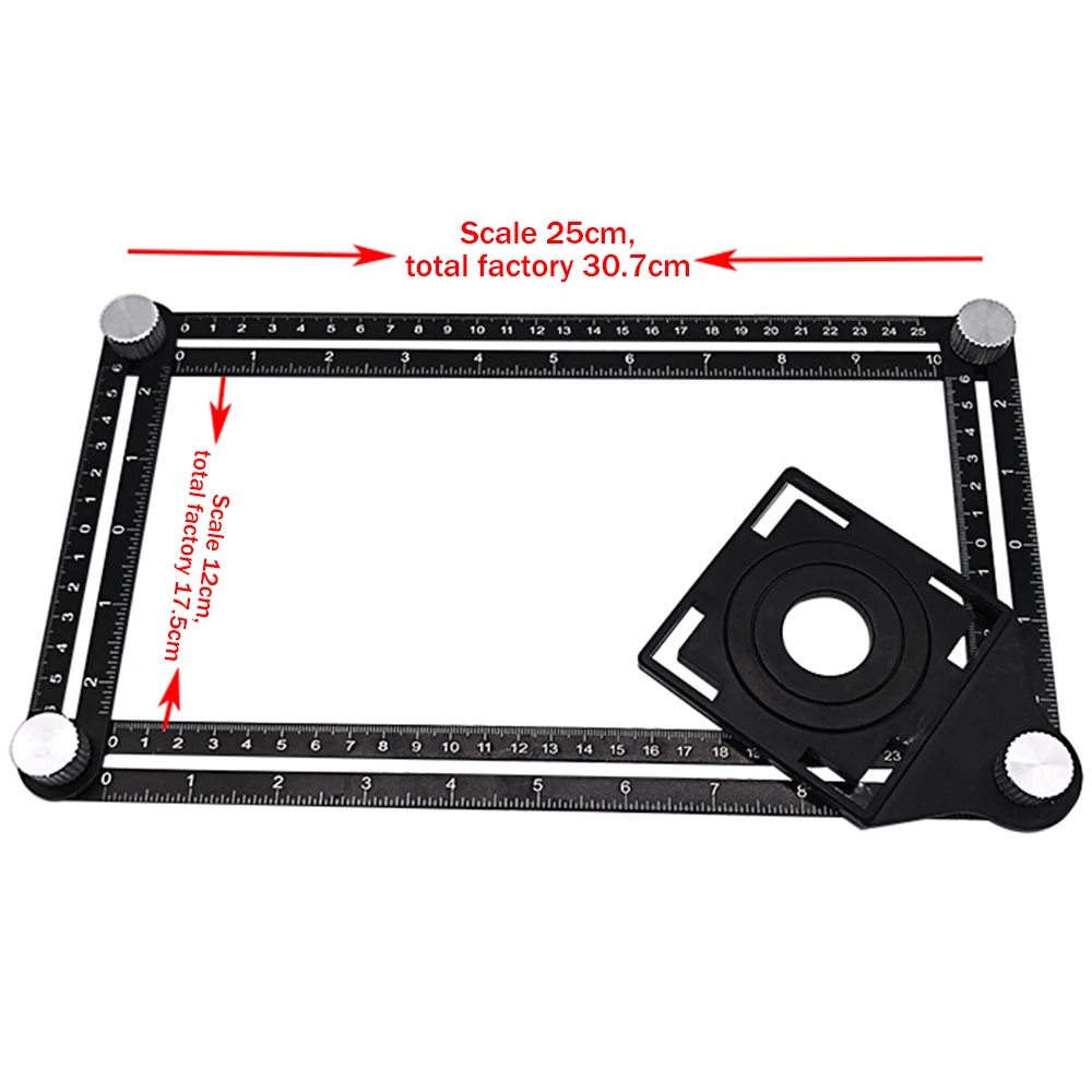 Six-Sided Fold Aluminum Alloy Ruler Mechanism Slides With Hole Locator Tile Positioning Measuring Instrument Template Angle Tool