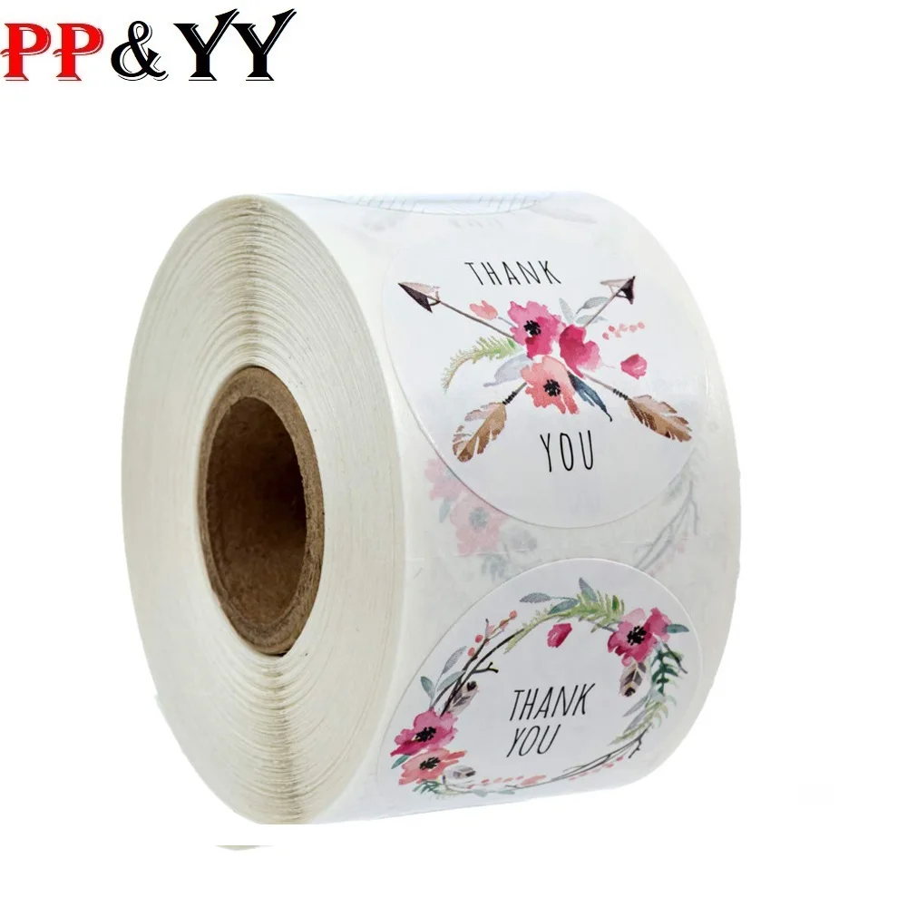 100-500 pcs 6 designs floral thank you sticker seal label Christmas gift decoration sticker packaging stationery sticker