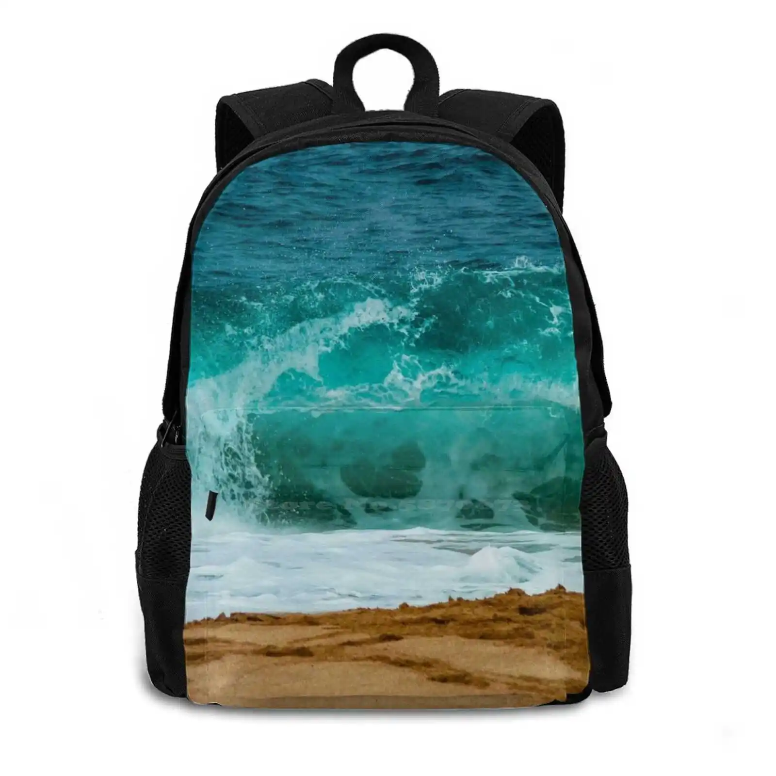 Fashion Pattern Design Travel Laptop School Backpack Bag Ke Iki Keikis Beach Hawaii Oahu Sand Wave Water Live Explore Create