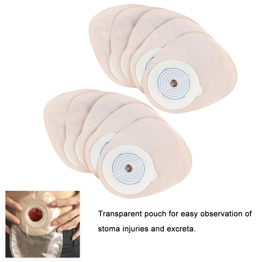 

10pcs/Pack One-piece System Ostomy Bag Medicals Drainable Pouch Colostomy Bag Ostomy Supplies No Need Clip 15-60mm(0.6-2.3 inch)