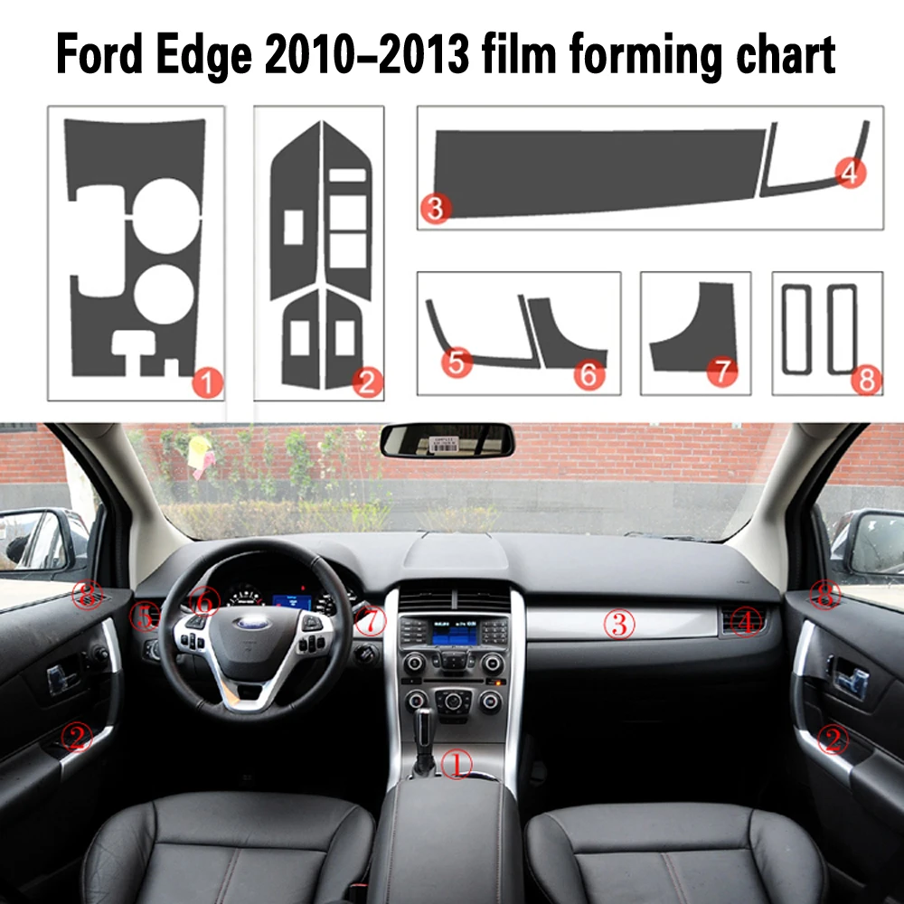 For Ford Edge 2010-2013 Interior Central Control Panel Door Handle 5D Carbon Fiber Stickers Decals Car styling Accessorie