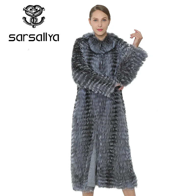 SARSALLYA Long Genuine Fox Fur Coat Winter Coat Real Silver Fox Vest Women Clothing Mink Coat Natural Fox Fur Vests Of Women