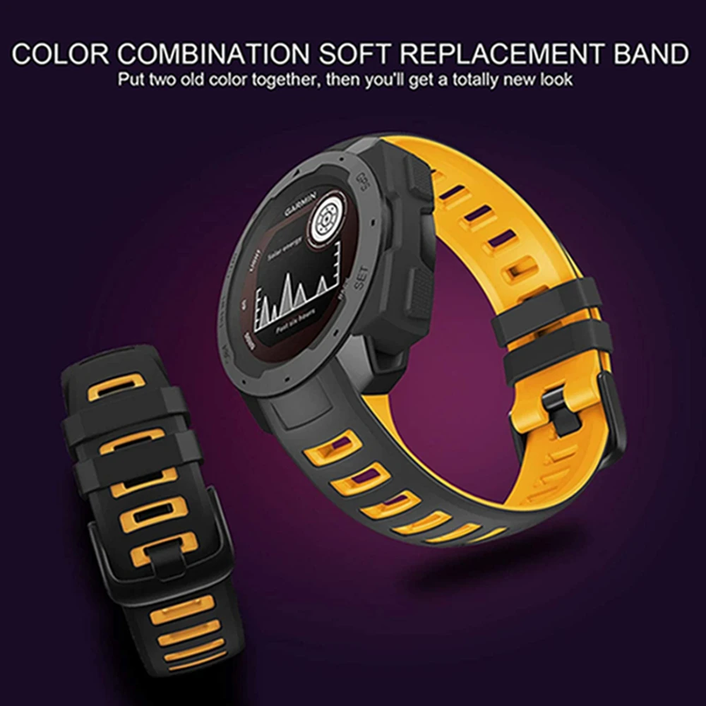 Tali Jam Tangan Silikon untuk Garmin Instinct/Esports/Tide/Solar Jam Tangan Pintar Gelang Pengganti Tali Jam Tangan Gelang Pintar