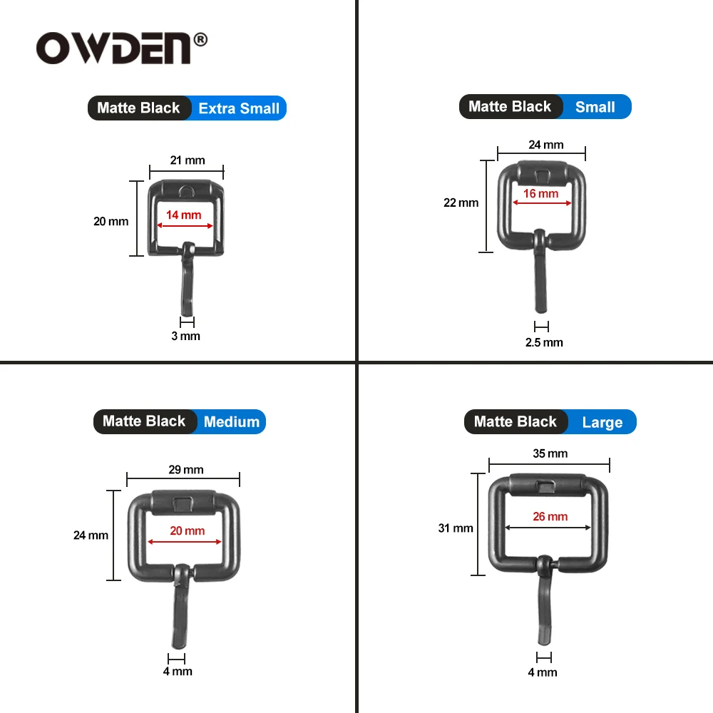 OWDEN Fibbie a rullo Spille a scatto Cinghie da polso resistenti in metallo Cintura Web Regolazione Anelli rettangolari