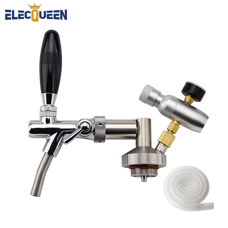 Mini Keg Tap Dispenser Stainless Steel Beer Growler Spear, Adjustable Tap Faucet & Premium Co2 Charger Kit homebrew Accessories