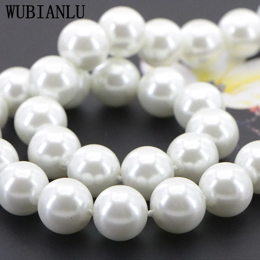 WUBIANLU New Charming 8mm White Shell Pearl Necklace Earring Women Collocation Banquet Jewelry Wholesale And Retail