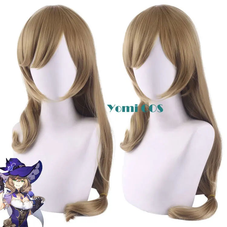 Genshin Impact Librarian Lisa Cosplay Wig Slightly Curly Long Hair Anime Halloween Costume