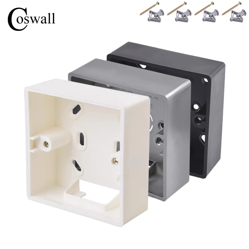 Coswall 86 Type White Black Grey External Surface Mounting Box For Plasterboard Gypsum Board Drywall With 4 Sets Expansion Screw