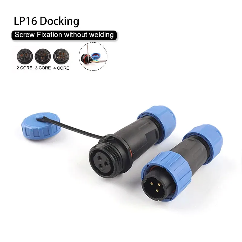 

LP/SP16 IP68 Butt Screw crimp Solder-free Waterproof Connector Male plug&female socket 2/3/4 pin Cable Docking Aviation Plug