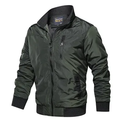 Mens Giacca Verde Militare Dell'esercito Mens Casual Bomber Giubbotti di Sesso Maschile Autunno Inverno Streetwear Cappotti Uomo Solido Della Chiusura Lampo Giacca A Vento