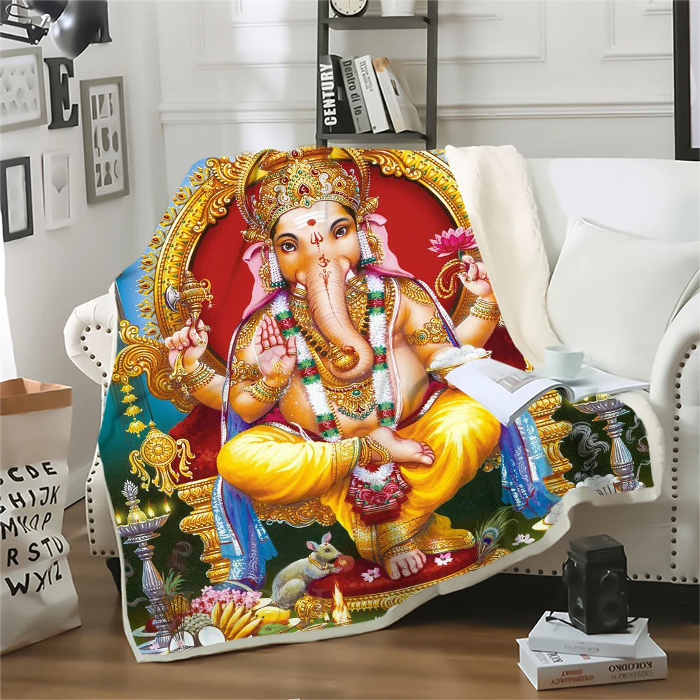 Throw Blankets God of Wisdom Ganesha Printed Fashion Blankets for Beds Adult Quilt Teenager Cosplay Home Decoration Blanket