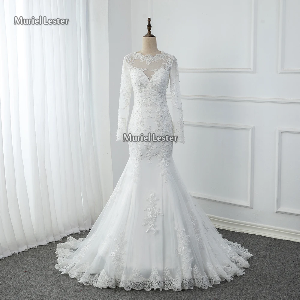 Robe De Soirée De Mariage Real Photo Elfenbein Spitze Appliques Kristalle Perlen Meerjungfrau Hochzeit Kleider 2021 Tasten Zurück Brautkleider