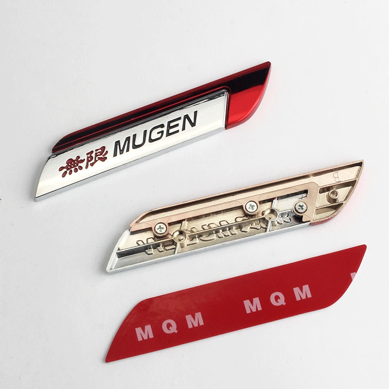 1 Pair 3D Metal  Chrome MUGEN Emblem Sticker Logo Car Trunk Fender Badge Decal Accessories 11.5cmx2.3cm for Civic CRV