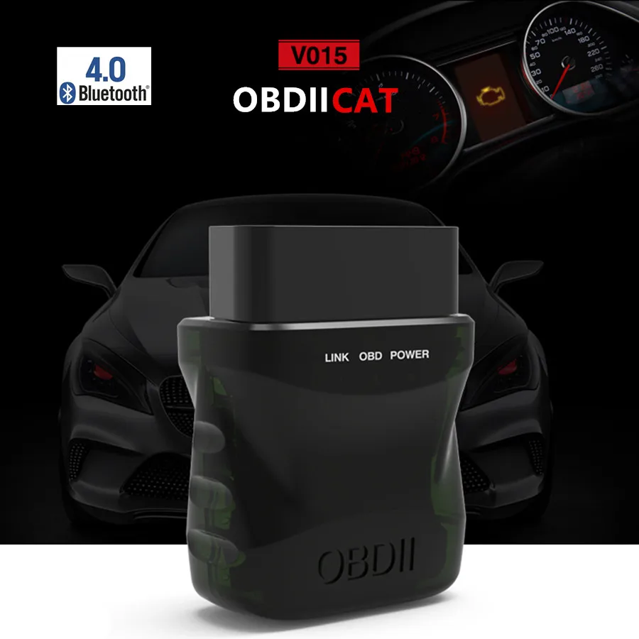 

50pcs OBDIICAT-V15 ELM327 v1.5 Supports Bluetooth 4.0 OBD2 OBDII Protocols for IOS&Android ELM 327 Auto Diagnostic Scanner Tool